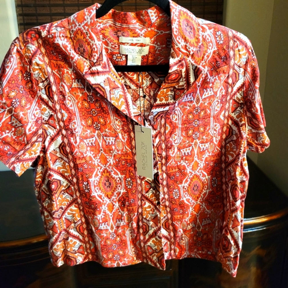 Rachel Zoe button up crop top